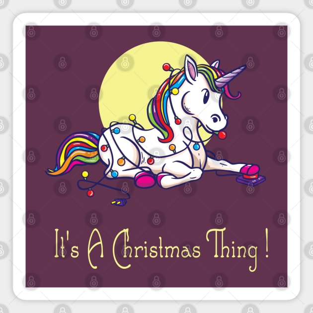 Unicorn Christmas Lights Magnet by Design Seventytwo